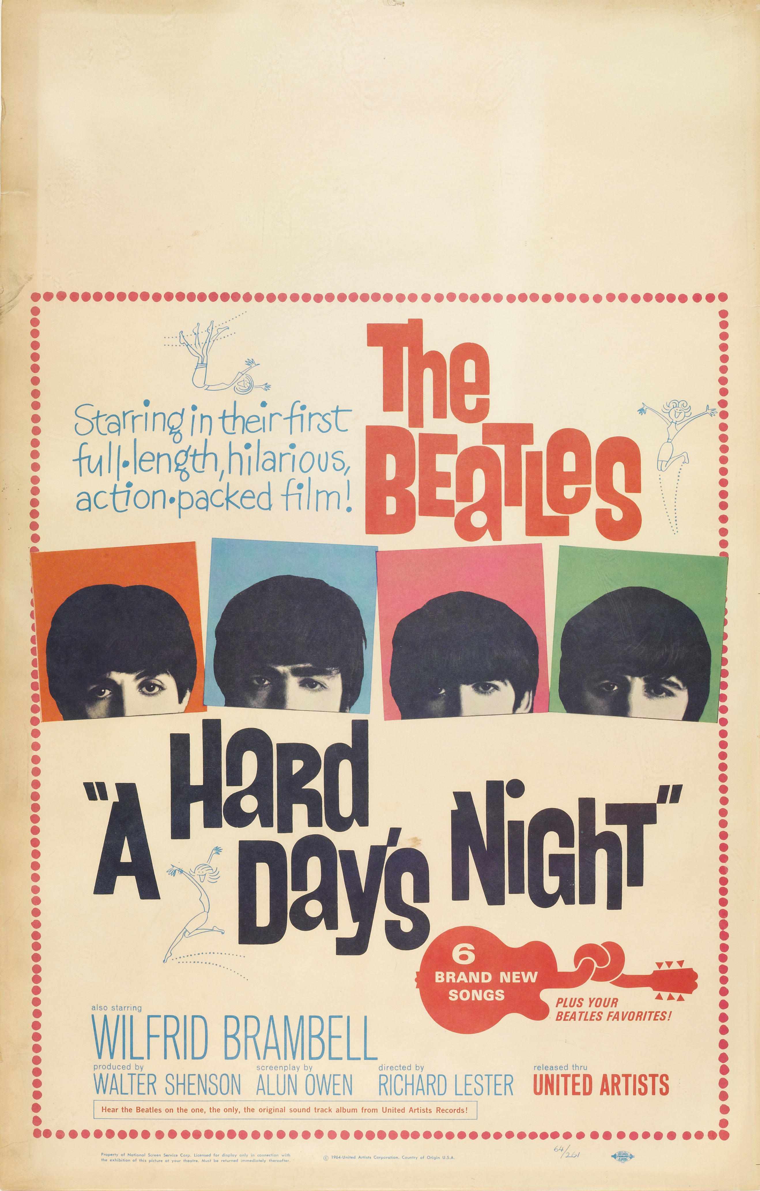 Appraisal: Rock Roll Memorabilia A Hard Day's Night Beatles poster United