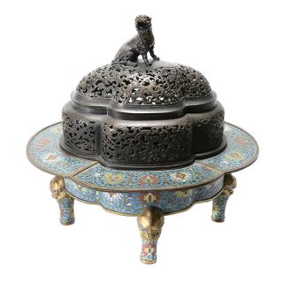 Appraisal: A Large Cloisonn Enamel and Gilt Bronze Covered Brazier Late