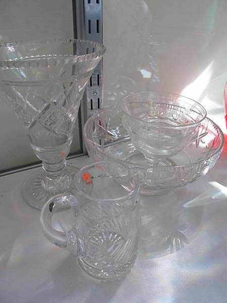 Appraisal: STUART CUT CRYSTAL VASE BOWL AND TWO COMPORTS