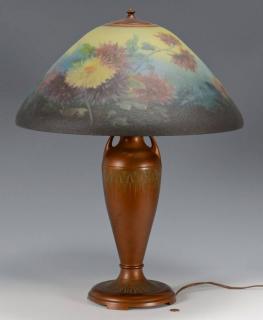 Appraisal: Moe Bridges Reverse Painted Table Lamp Signed Moe Bridges reverse