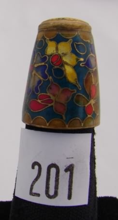 Appraisal: Cloisonn style thimble with floral design