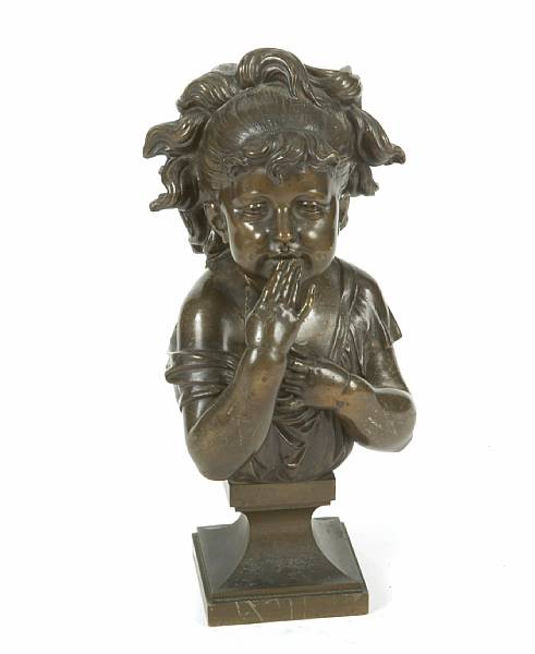 Appraisal: A French bronze bust height in