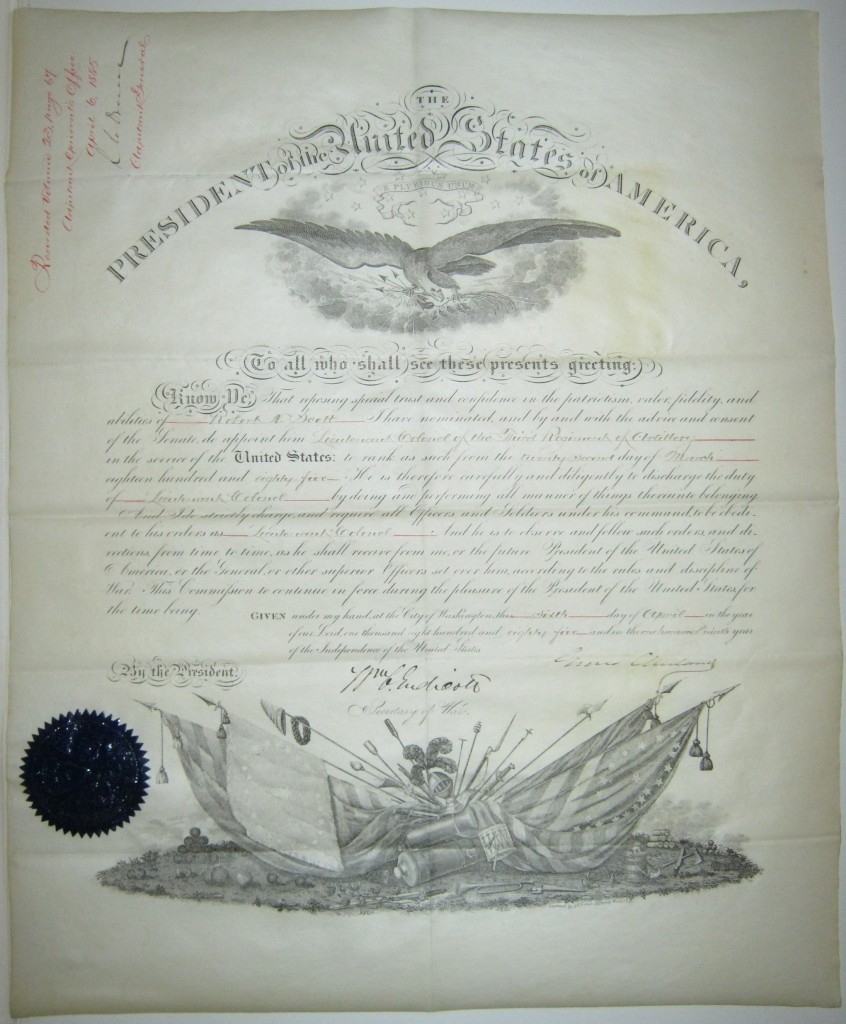 Appraisal: CLEVELAND GROVER Partly-printed vellum Document Signed as President military commission