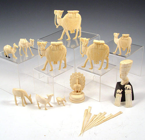 Appraisal: ESTATE COLLECTION OF CARVED IVORY To include camels - ''