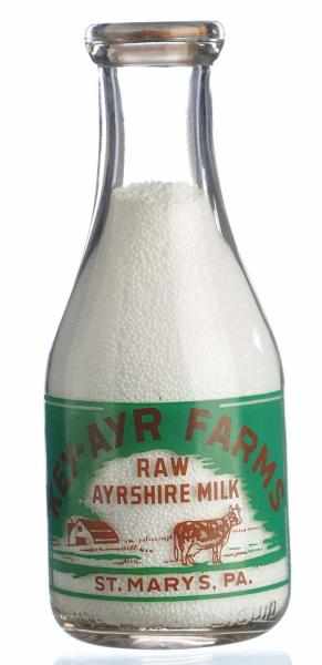 Appraisal: Key-Ayr Farms Milk Bottle Description St Marys PA Condition Excellent