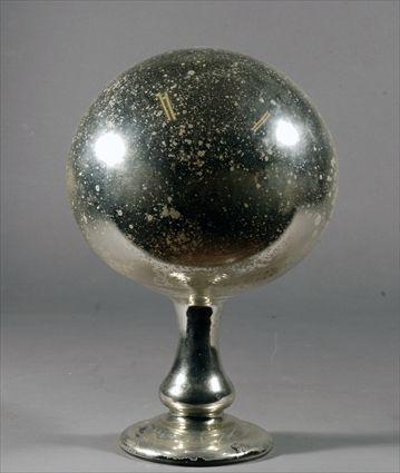 Appraisal: Mercury Glass Gazing Ball with Attached Stand in in diam