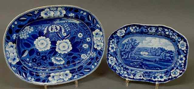 Appraisal: Two English Staffordshire blue transfer decorated platters c large x