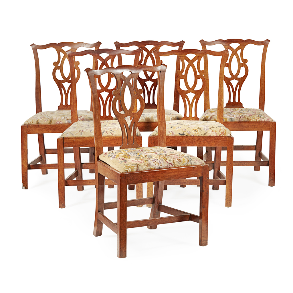 Appraisal: SET OF SIX GEORGE III FRUITWOOD DINING CHAIRS TH CENTURY