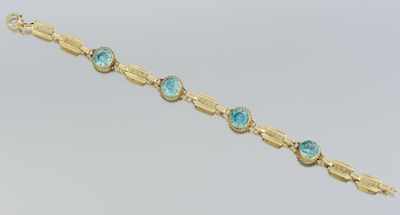 Appraisal: A Ladies' Gold and Blue Zircon Bracelet k yellow gold