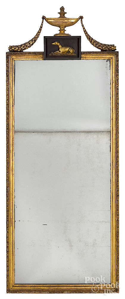 Appraisal: Neoclassical giltwood pier mirror Large Neoclassical giltwood pier mirror early