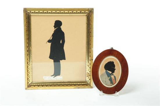 Appraisal: TWO SILHOUETTES Full-length cutout of a man by Auguste Edouart