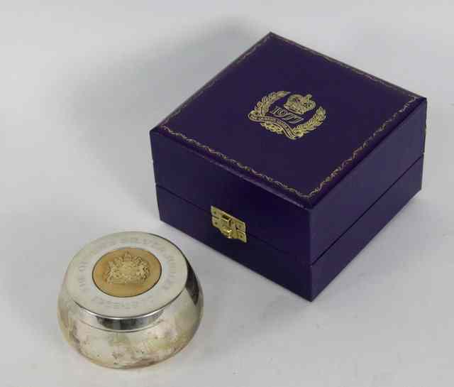 Appraisal: A Queen Elizabeth II Silver Jubilee trinket box the cover