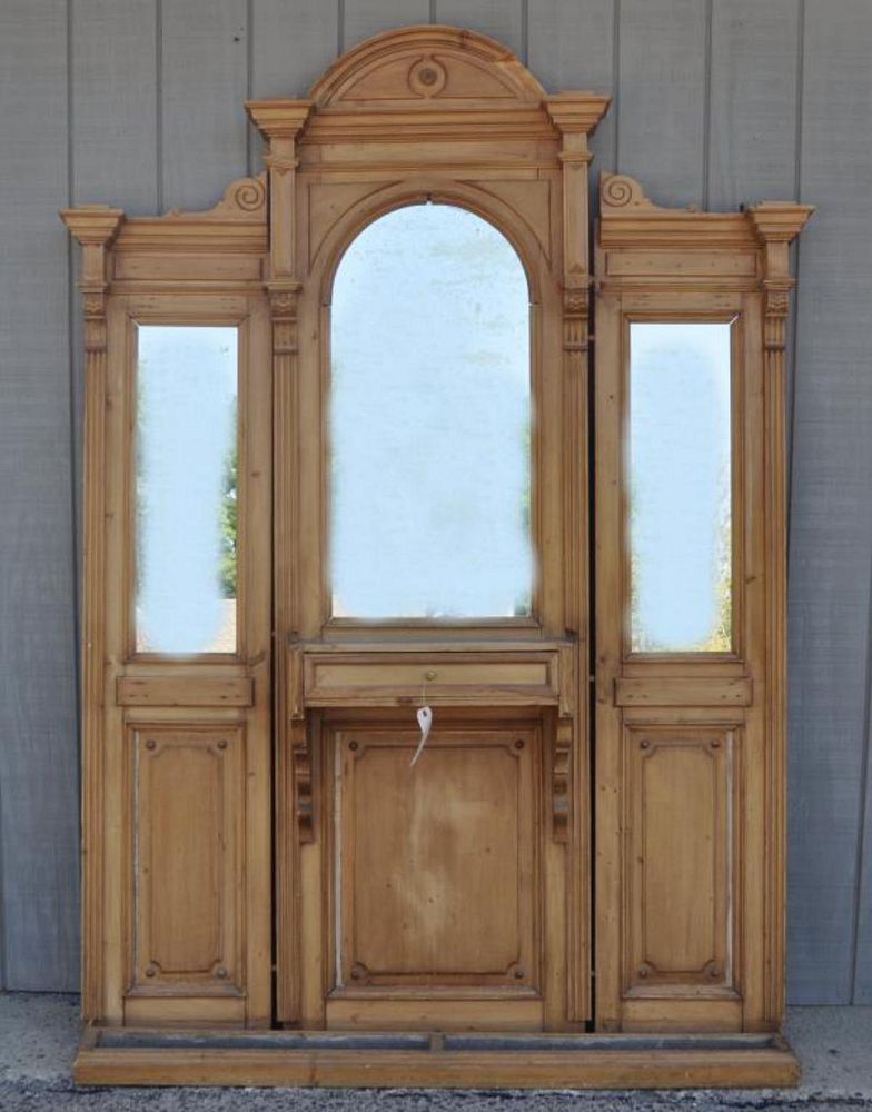 Appraisal: Eastlake Carved Pine Mirrored Wall Panel comprising three mirrors base