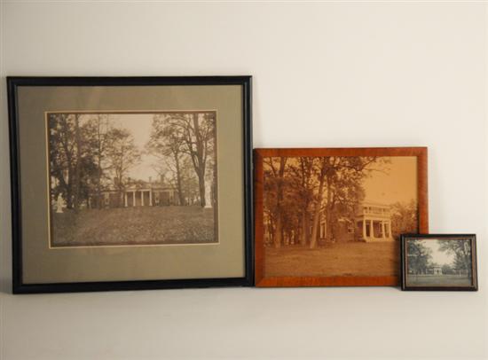 Appraisal: Three Photographs of Virginia Houses one of Monticello with notation