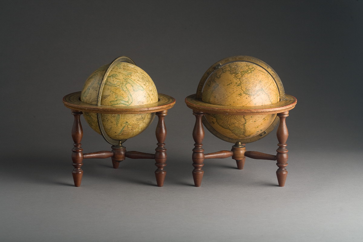 Appraisal: PAIR OF SIX-INCH TERRESTRIAL AND CELESTIAL TABLE GLOBES BY GILMAN