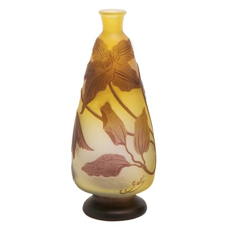 Appraisal: Galle Acid Etched Cameo Glass Footed Vase Estimate -