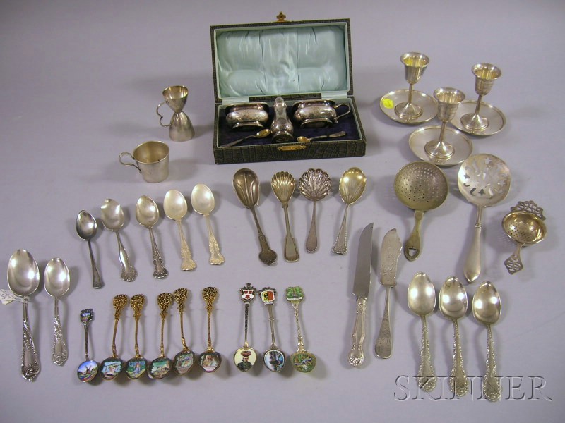 Appraisal: Group of Sterling and Silver Plated Flatware and Serving Items