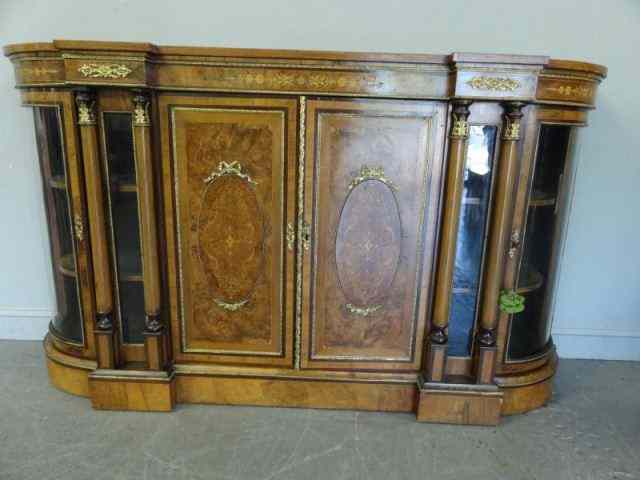 Appraisal: Victorian Inlaid Bronze Mounted Cabinet With central doors and bow