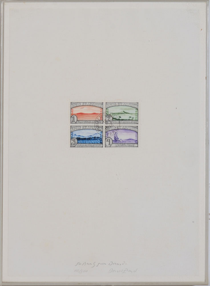 Appraisal: DONALD EVANS - FOUR POSTAGE STAMPS Inkjet print with perforations