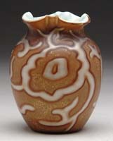 Appraisal: OCTOPUS VASE Spectacular MOP vase in Federzeichnung design has brown