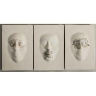 Appraisal: Porcelain Facial Mask Plaques Carol Lawton Lot of three photo