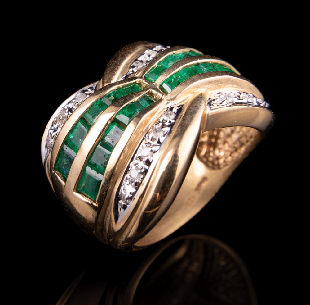 Appraisal: kt Yellow Gold Baguette Emerald and Diamond Bracelet and Ring