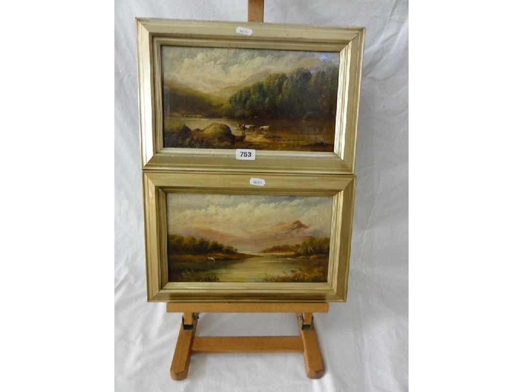 Appraisal: A pair of late th century oil paintings on canvas