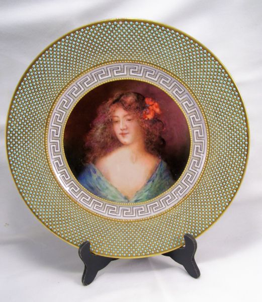 Appraisal: JPL France Portrait Plate Porcelain plate with a gold background