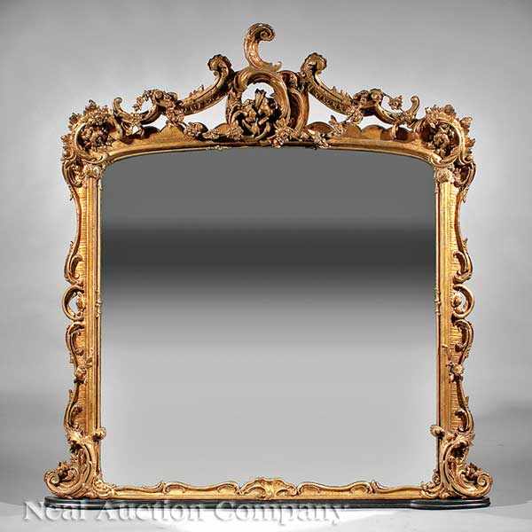 Appraisal: An American Rococo Carved and Gilded Overmantel Mirror mid- th