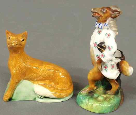 Appraisal: Early Staffordshire porcelain seated fox figure h c and a