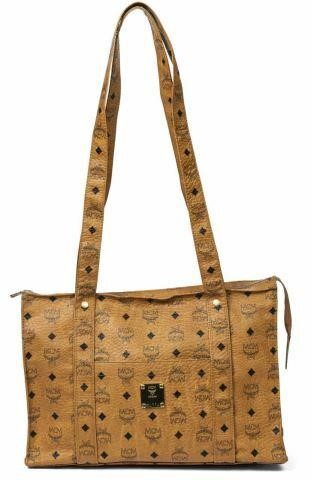 Appraisal: Vintage MCM Visetos shopping tote cognac and black print Visetos