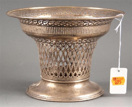 Appraisal: American reticulated silver bowl frame Meriden pattern in H in