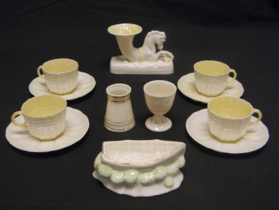 Appraisal: Belleek porcelain including four black mark cups three black mark