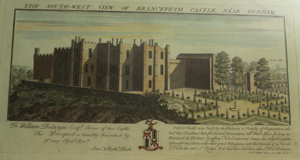 Appraisal: BRANCEPETH CASTLE COUNTY DURHAM TWO COLOURED ENGRAVINGS Samuel and Nathaniel