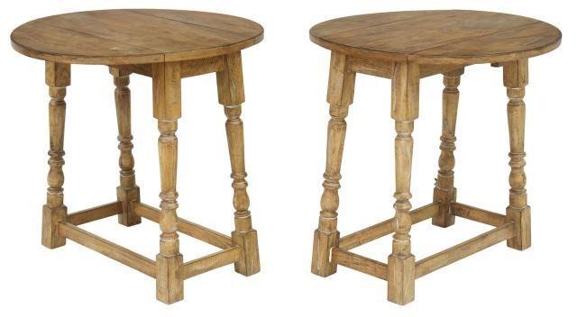 Appraisal: pair Rustic wood drop leaf occasional tables late th c