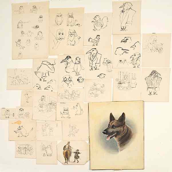 Appraisal: Animal Studies Watercolor and Pen and Ink British includes twenty-six