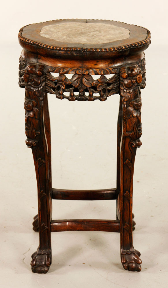 Appraisal: - Chinese Marble Top Tabouret Chinese tabouret wood with marble