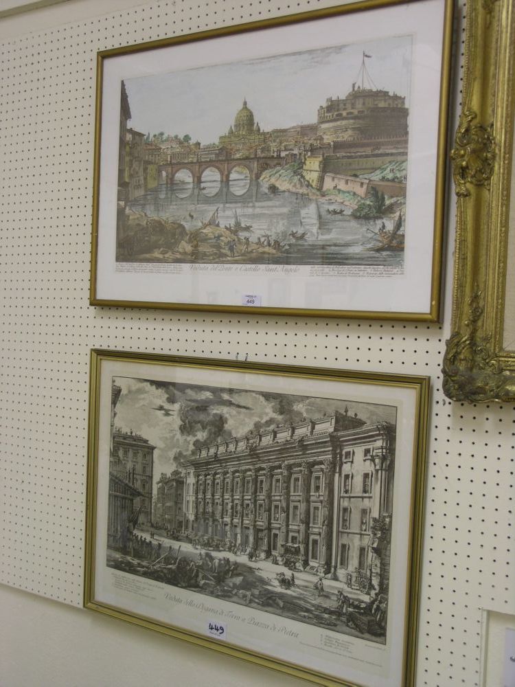 Appraisal: A collection of Italian frameless prints views of Rome two