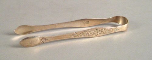 Appraisal: English silver sugar tongs - bearing the touch of Peter