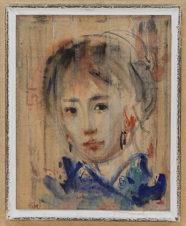 Appraisal: EDNA HIBEL PORTRAIT OF AN ASIAN GIRL PAINTING Massachusetts Florida