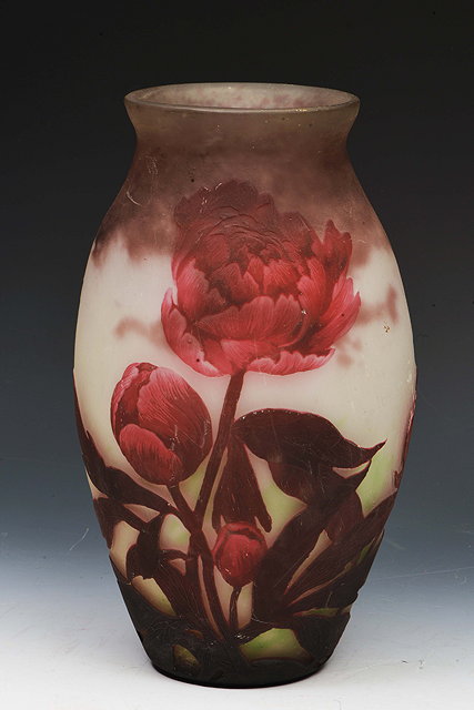 Appraisal: Muller Freres of LunevilleA cameo glass vase overlaid and acid