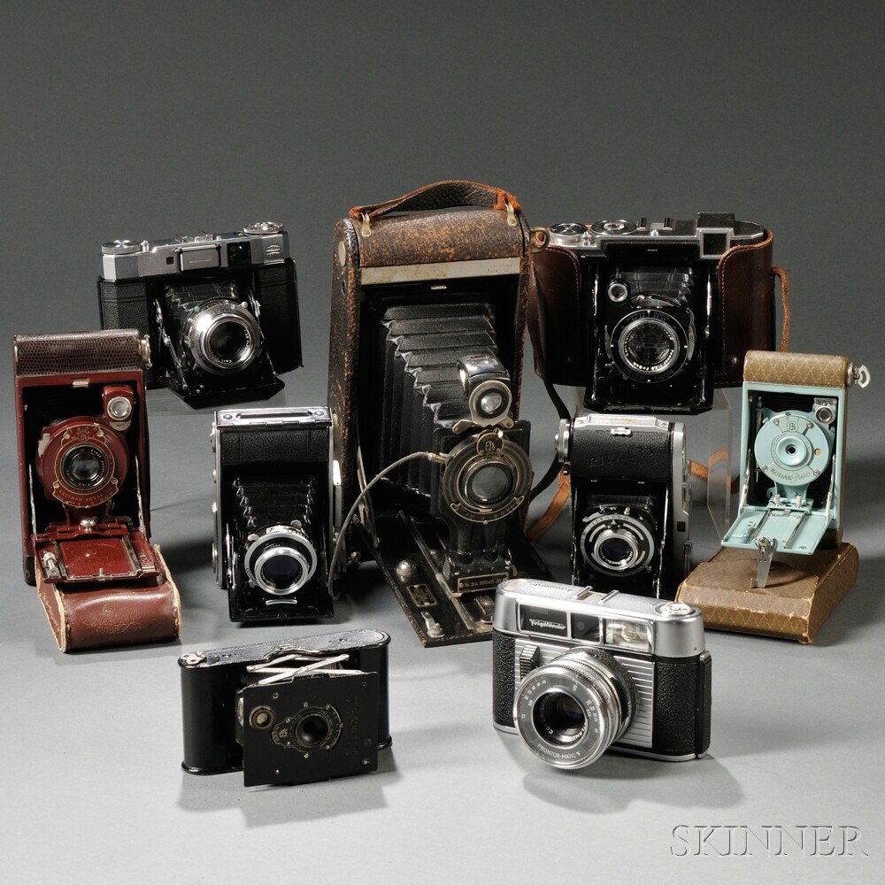 Appraisal: Nine German and Kodak Cameras two Voigtlanders a Dynamatic II