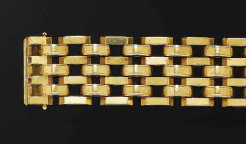 Appraisal: GOLD BRACELET ca Yellow gold g Casual-elegant broad bracelet consisting