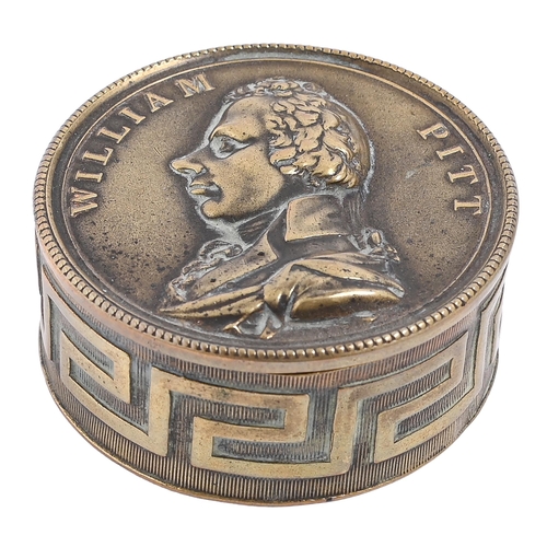 Appraisal: William Pitt the Younger A commemorative stamped brass snuff box