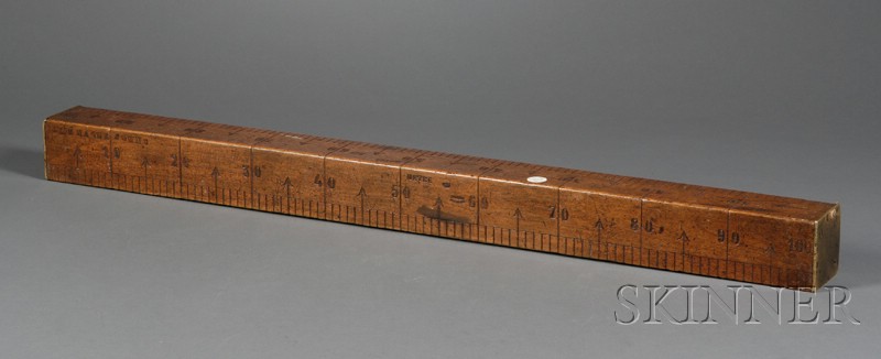 Appraisal: French Wooden Metre Ruler th century square form with brass