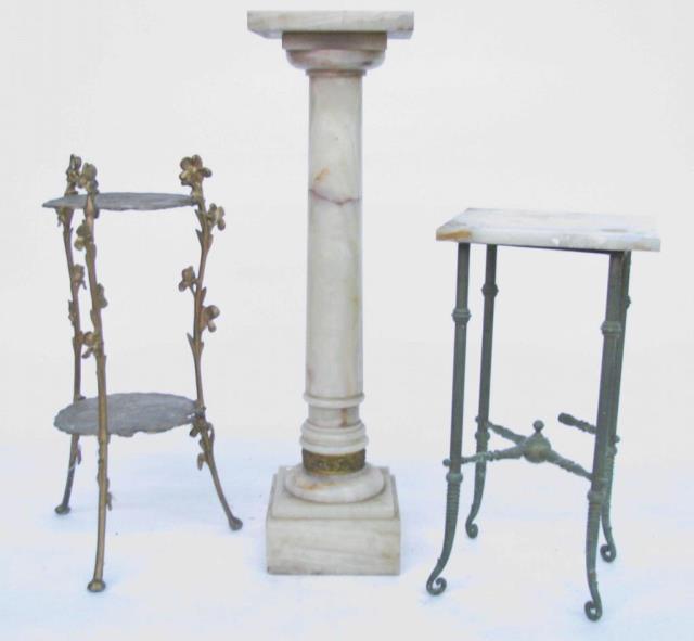 Appraisal: Three vintage stands including cast metal leaf motif biscuit stand