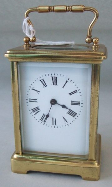 Appraisal: A brass cased carriage timepiece late th century with lever