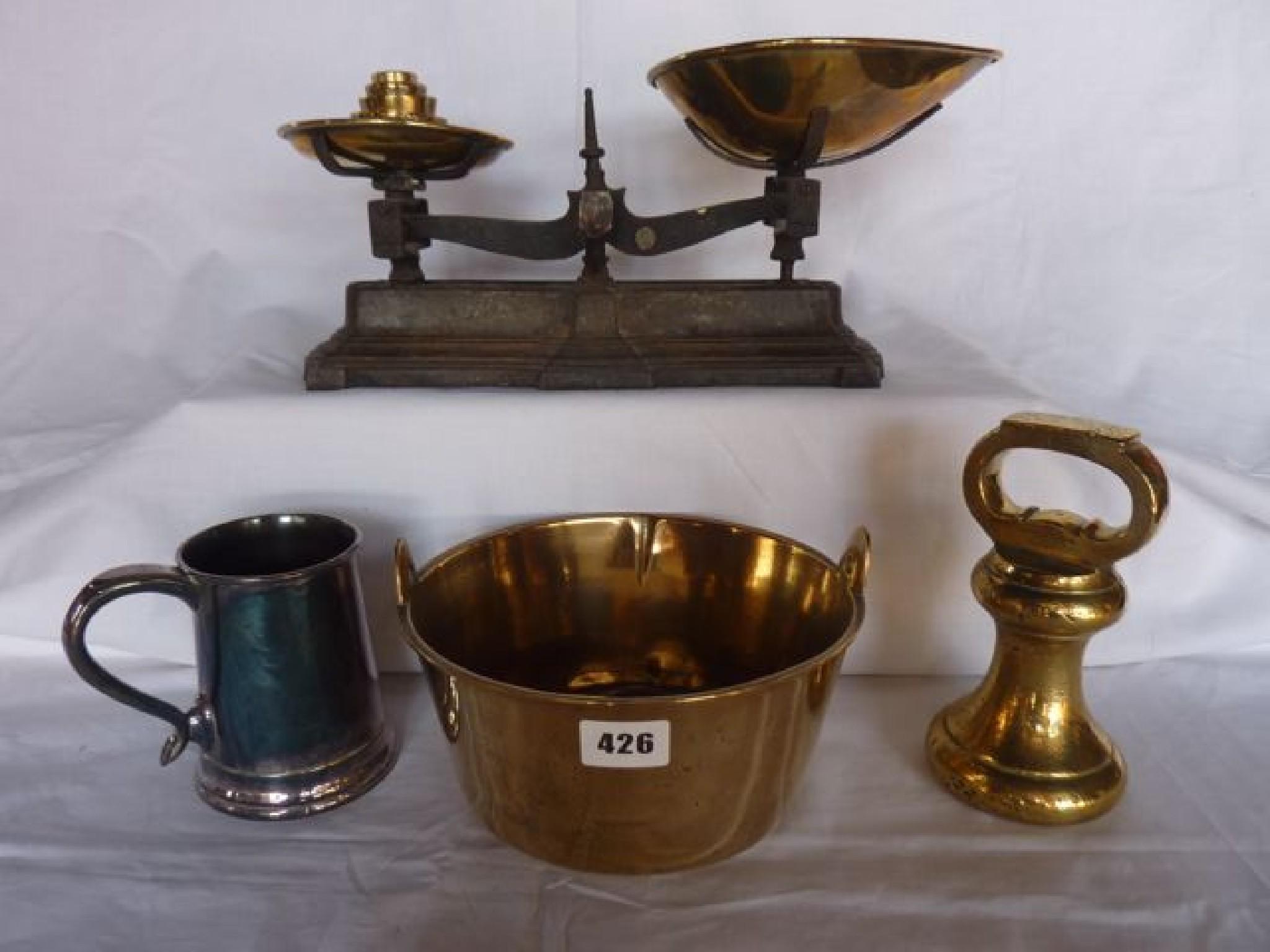 Appraisal: A set of Victorian brass and iron kitchen scales by