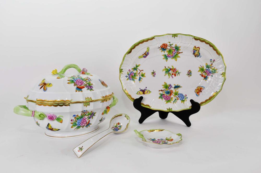 Appraisal: HEREND TUREEN UNDERPLATE LADLE TRAYQUEEN VICTORIA Each piece marked on