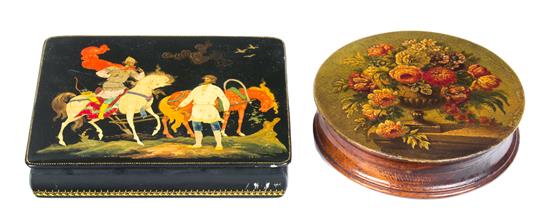 Appraisal: Sale Lot Two Lacquered Boxes comprising a th century English